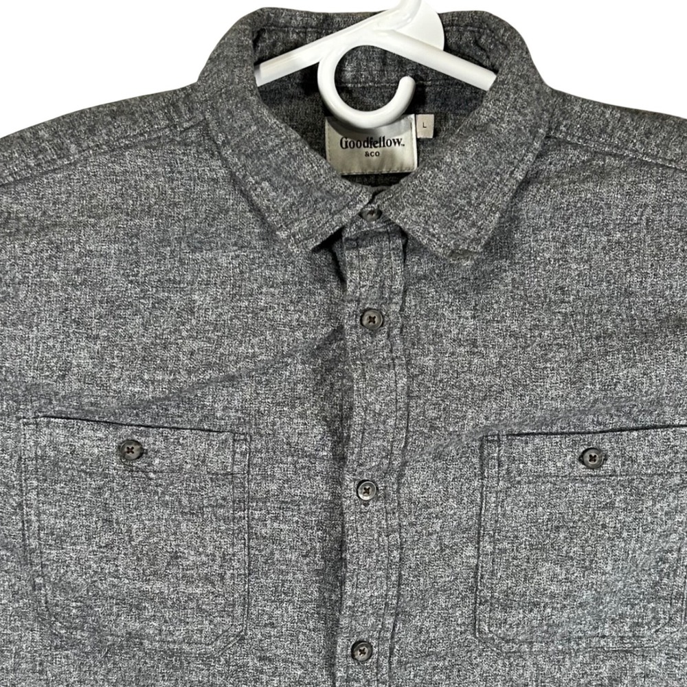 Goodfellow & Co Mens Gray Heather Long Sleeve Button Down Shirt Large Standard